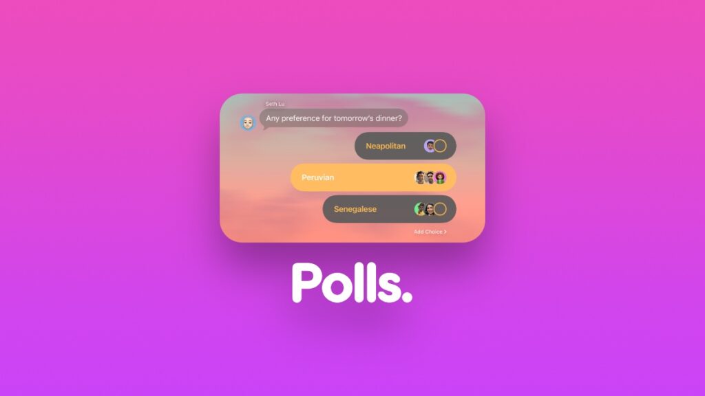 Polls feature in iOS 26 and macOS 26 Messages.