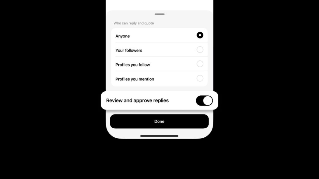Review and approve replies on Threads.